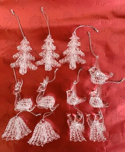Vintage 12 Weihnachtsschmuck handgefertigt, handgesponnenes Glas 12er Set Originalkarton - Bild 1 von 12