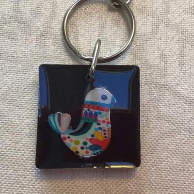 Bird, pretty , Keyring.  Keychain.  Resin With Charm - Image 1 of 3