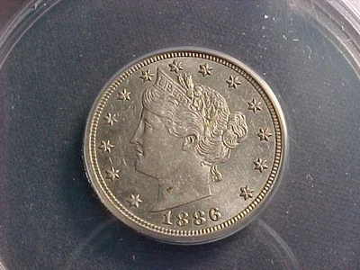 1886-P Liberty V Nickel -  RARE KEY UPPER GRADE UNC V NICKEL - SUPER  NICE - Image 1 of 3