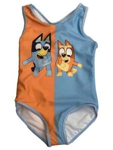 Bluey Girls Blue & Orange 1pc Puppy Dog Swimming Bathing Suit - Picture 1 of 2