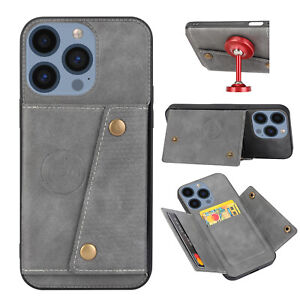 For Various Phone Car Magnetic Holder Wallet Card Bag Case Cover Back Stand Hot