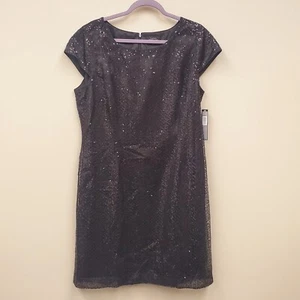 Tahari By Arthur S. Levine Sequin Black Cocktail Holiday Dress Sz 16 NWT - Imagen 1 de 9
