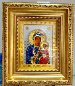 schmuckvolle Ikone Częstochowa Tschenstochau Maria Madonna, Marienikone Bild - Bild 1 von 4