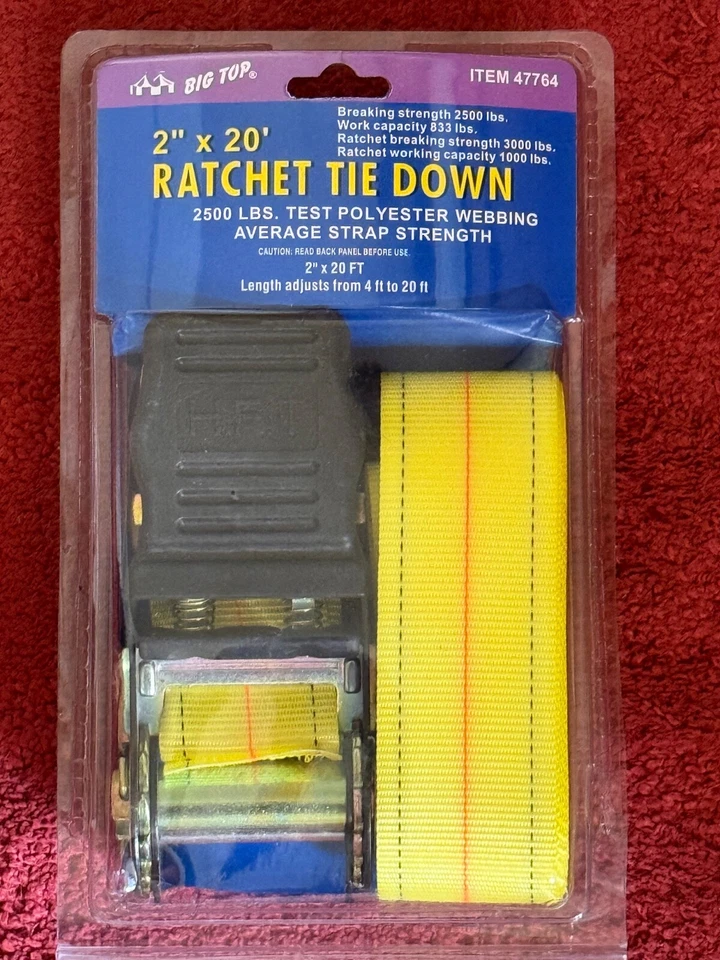 Atar trinquete Big Top 2" X 20' nuevo en paquete Foto 1 de 2