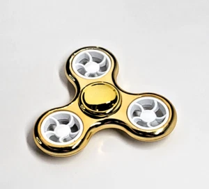 Gold Chrome Tri-Spinner Hand Spinner Fidget Toy Stress Relief High-Speed Metal - Picture 1 of 3