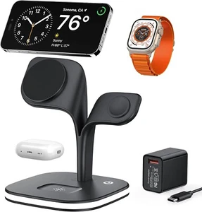 EXW Magnetic Charging Station, 3 in 1 Fast Mag-Safe Wireless Charger Stand for i - Picture 1 of 6