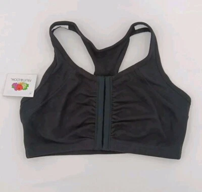 Sujetador deportivo Fruit of the Loom cierre delantero negro 97431 bajo impacto talla 36-AF8 Foto 1 de 4