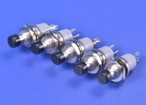 5 (Five) SEEPLUS Pushbutton Switches SPST Solder Tabs 2A @ 120Vac PB-11C04-W-N-H - Picture 1 of 3