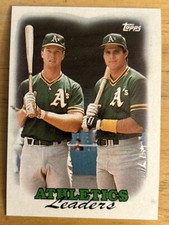 1988 Topps Athletics Leaders Mark McGwire Jose Canseco Card #759 Mid-Grade EXMT