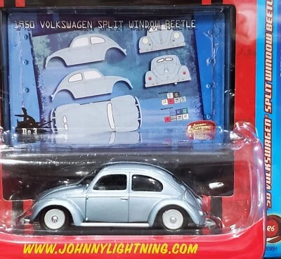 Coche detallado Johnny Lightning 50 1950 VW Volkswagen ventana dividida escarabajo insecto wRRs Foto 1 de 2