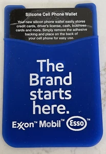 Exxon Mobil Esso Blue Slim Silicone Card Wallet Fits any Cell Phone or Case Blue - Picture 1 of 3