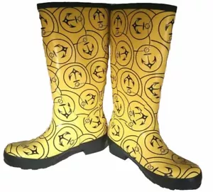 Stivali da pioggia Fun LANDS' END Classic Wellies in gomma al ginocchio da donna taglia 6 gialli - Foto 1 di 6