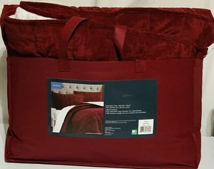 Charisma 3-piece Corduroy and Sherpa Quilt Reversible Set, Queen 90"x98" RED - Picture 1 of 2