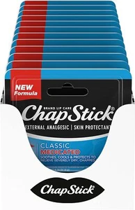 ChapStick Classic Medicated Lip Balm Tubes,Chapped Skin Protectant - 0.15x12 Oz - Picture 1 of 8