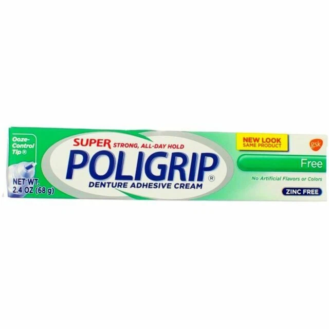 GSK Poligrip Strong Hold Denture Adhesive Cream - 2.4oz, Pack of 4