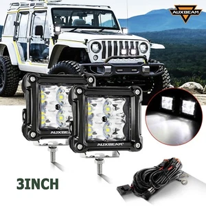 AUXBEAM 2pcs 3inch LED Cube Spot Pods Work Light For Jeep Wrangler JK LJ TJ CJ - Picture 1 of 12
