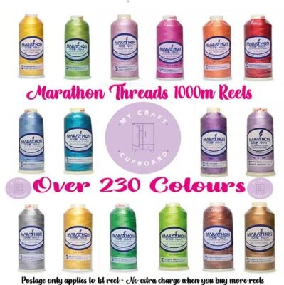 Marathon Embroidery Machine Thread Rayon 1000m 235 Colours Brother and Janome    - Image 1 of 4