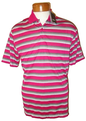 NUEVO CON ETIQUETAS Nike Golf Hombres Tech Vent Camisa Polo a Rayas M Fireberry Precio de venta sugerido por el fabricante $65 Foto 1 de 2
