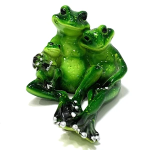 FIGURA FAMILIA RANA VERDE BRILLANTE - 13 cm L - Poli resina - Imagen 1 de 6