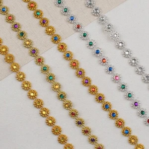 9m Retro Crystal Rhinestone Chain Trim Accessory Edge Shiny Sewing DIY Material - Picture 1 of 9