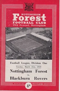 NOTTINGHAM FOREST v BLACKBURN ROVERS ~ 31 MARCH 1959 - Picture 1 of 1