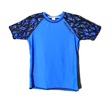 Ron Jon Surf Shop Kids Rash Guard M 8 Swim Shirt Top UPF 50 Short Sleeve Blue
