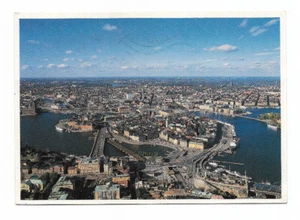 Postkarte Luftaufnahme von Stockholm, Schweden 4" x 5-3/4" verschickt 1991 - Bild 1 von 2