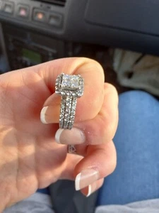 Diamond ring 3 piece soldered size 6 14k white gold 50 diamonds - Picture 1 of 6