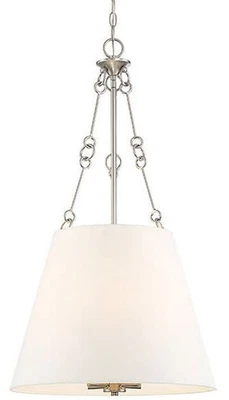 Savoy House 7-2201-4 Nickel Austin 4-Light 18"W Pendant With White Fabric Shade - Image 1 of 4