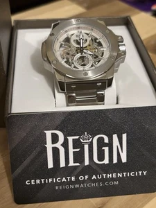 Men's Reign Commodus Automatic Skeleton Watch Metal Band New In Box COA Fine - Picture 1 of 24