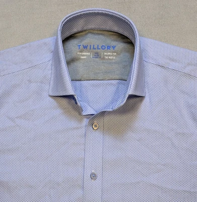 Camisa Twillory Para Hombre 15.5 34-35 Azul Diamante Rendimiento Hustle Ajuste A Medida Foto 1 de 4