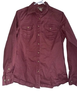 Camisa Duluth Trading para mujer manga larga mezcla de algodón con botones talla M roja apagada - Imagen 1 de 5