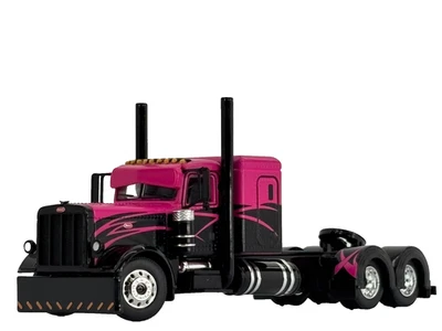1/64 DCP PINK/BLACK PETERBILT 389 W/ 48" FLAT TOP SLEEPER - Image 1 of 4
