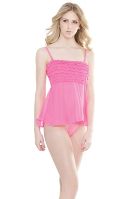 Coquette - 2534 - Ruffle Baby Doll - NEON PINK - Image 1 of 3