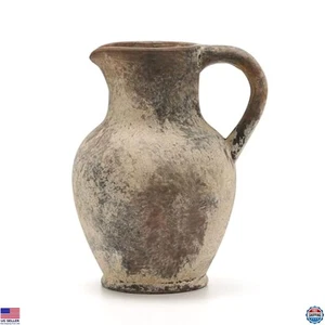 SIDUCAL rustikale Keramik Bauernhaus Vase mit Henkel, grau terrakotta, 10" hoch - Bild 1 von 7