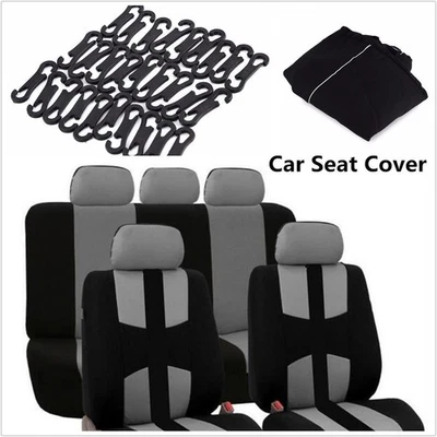 9 x 5-Seats Seat Cover Mesh Polyester Front + Rear Protector Cover For Car Sedan - Image 1 of 4