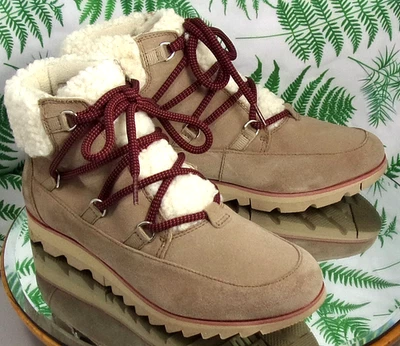 BOTINES SOREL HARLOW BEIGE GAMUZA CUERO INVIERNO MODA ZAPATOS MUJER TALLA 9.5 Foto 1 de 4