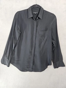 J.CREW 365 Shirt Womens 4 Silk Crepe de Chine Button Up Long Sleeve Black - Picture 1 of 9