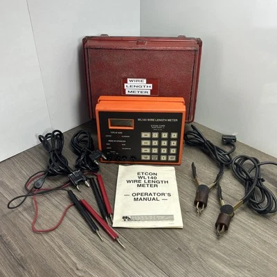Medidor de longitud de cable Etcon WL140 con cables cables cables abrazaderas manual y estuche probado Foto 1 de 4