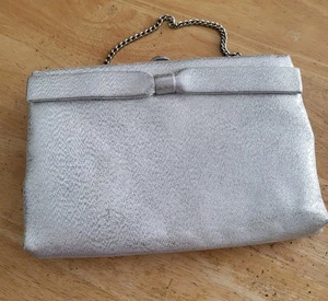 VINTAGE SILVER HANDBAG CLUTCH PURSE - Picture 1 of 4