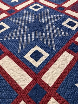 Americana Stars And Strips Quilt 90x91 queen  #552 - Image 1 of 4