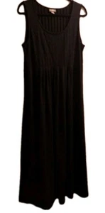 J Jill Sleeveless Long Dress Women's L Pintucked Fit Flare Maxi Lagenlook Preppy - Picture 1 of 10