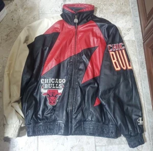 ULTRA RARE VINTAGE LOGO ATHLETIC CHICAGO BULLS SHARKTOOTH LEDERJACKE HERREN XL - Bild 1 von 13