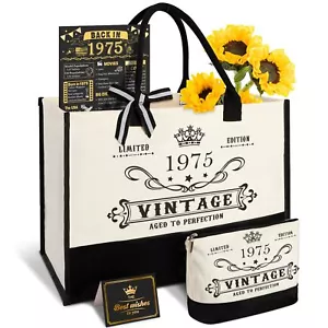 50th Birthday Gifts for Women Canvas Tote Bag Travel Gear Unique 50 Years Old... - Picture 1 of 7