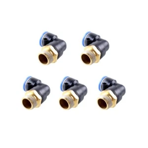 5pcs Pneumatic Elbow Connector 12mm Tube to Male 3/8 Thread Air Push in Fitting - Picture 1 of 5