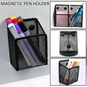 Magnetic Pencil Holder Sturdy Metal Mesh Pen Cup Portable Large Capacity qimAh - Picture 1 of 14
