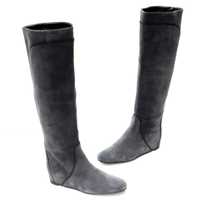 Lanvin Grey Suede Mid Knee Concealed Wedge Boots Size: US 5  - Image 1 of 4