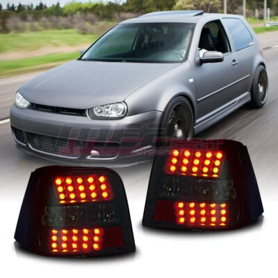 Pair Smoke LED Tail Lights For 99-04 VW Volkswagen Golf IV/GTI Rear Brake Lamp - Image 1 of 4
