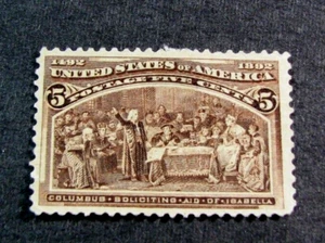 US Stamp Scott# 234 Columbus Soliciting Aid 1893 MNG Has a crease L659 - Bild 1 von 2