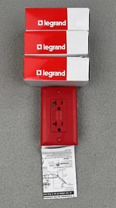 NEW LEGRAND 2097HGRED GFCI 20A HOSPITAL GRADE RECEPTACLES OUTLETS RED - Picture 1 of 11